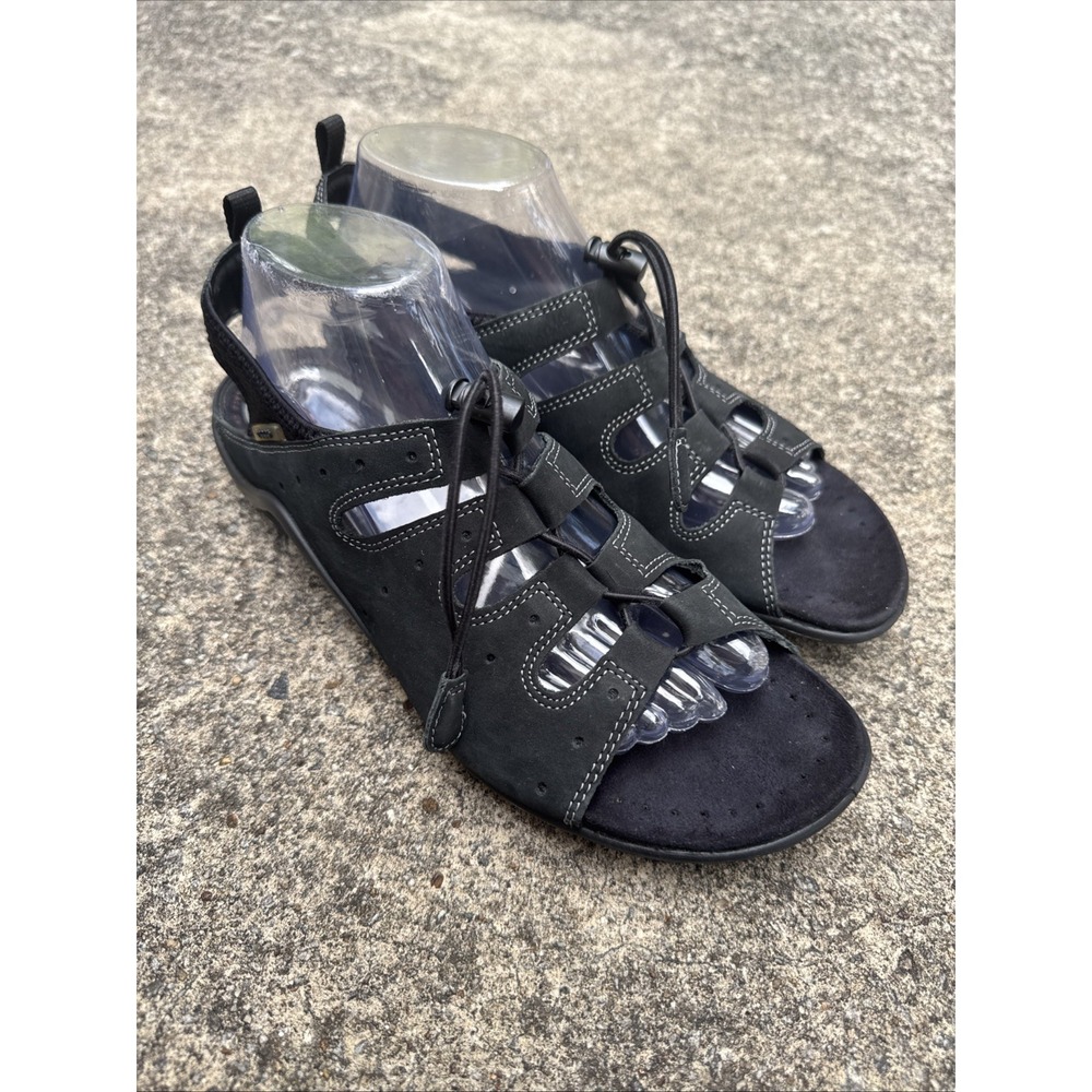 Ecco Toggle Bungee Fisherman Sandals Women's 40 EU (9 US) Black Nubuck Leather